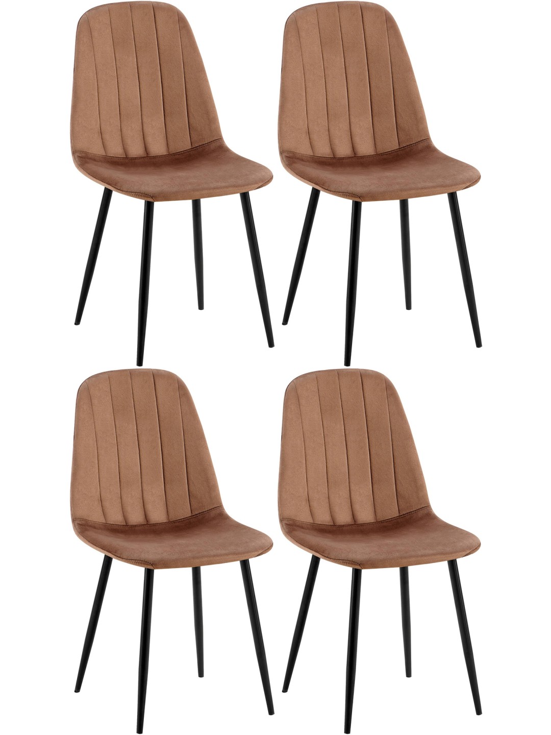 Sæt med 4 spisestuestole Baxter velvet, brun