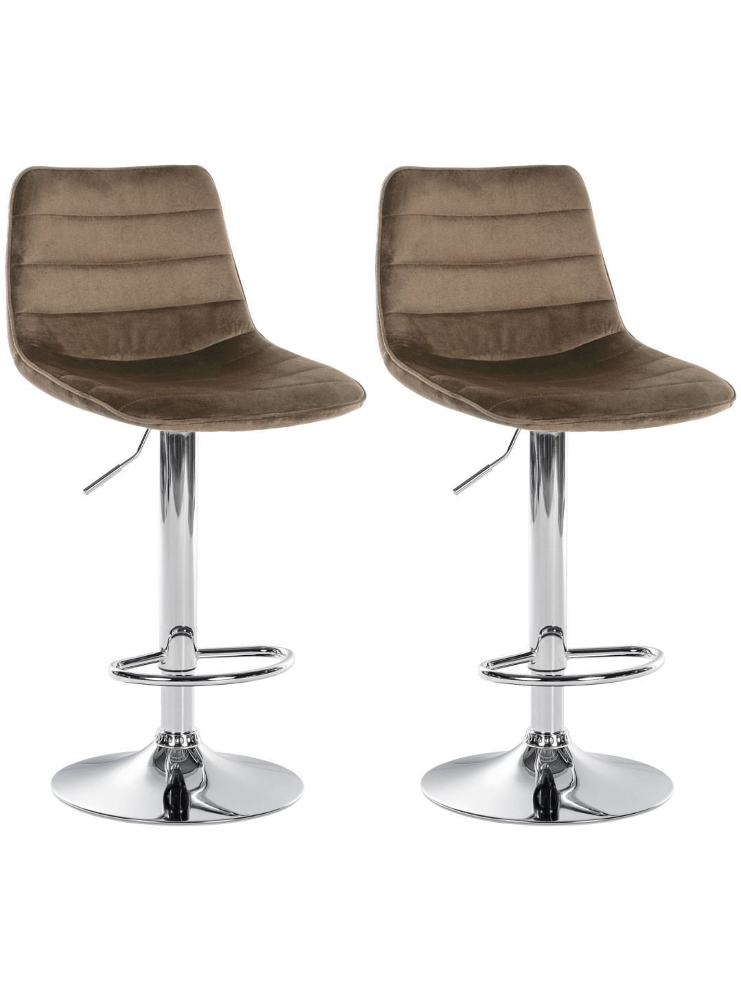 Sæt med 2 barstole Lex fløjlskrom, brun