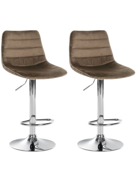 Sæt med 2 barstole Lex fløjlskrom, brun