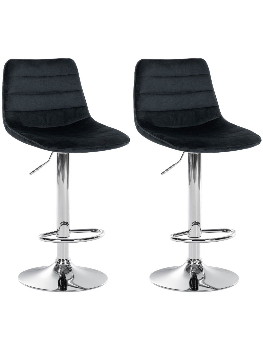 Sæt med 2 barstole Lex fløjlskrom, sort