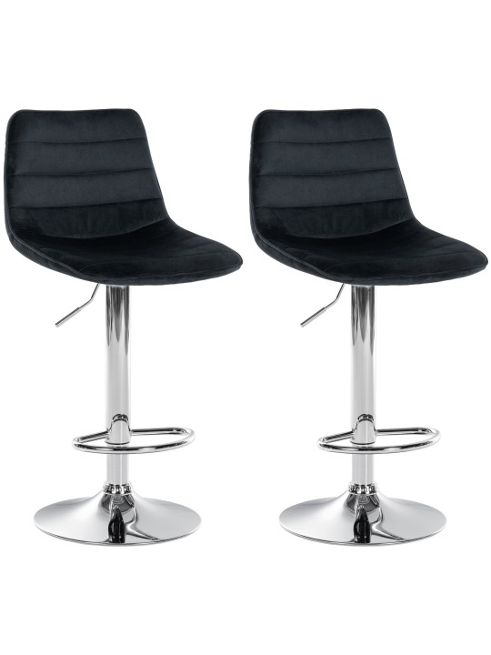 Sæt med 2 barstole Lex fløjlskrom, sort