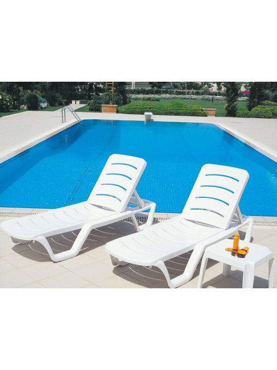 Sæt med 10 liggestole Bahama, hvid Sæt med 10 liggestole Bahama, hvid
