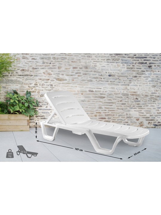 Sæt med 10 liggestole Bahama, hvid Sæt med 10 liggestole Bahama, hvid