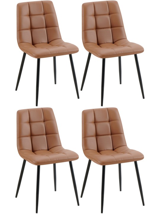 Sæt med 4 spisestuestole Antibes imiteret læder, mørkebrun