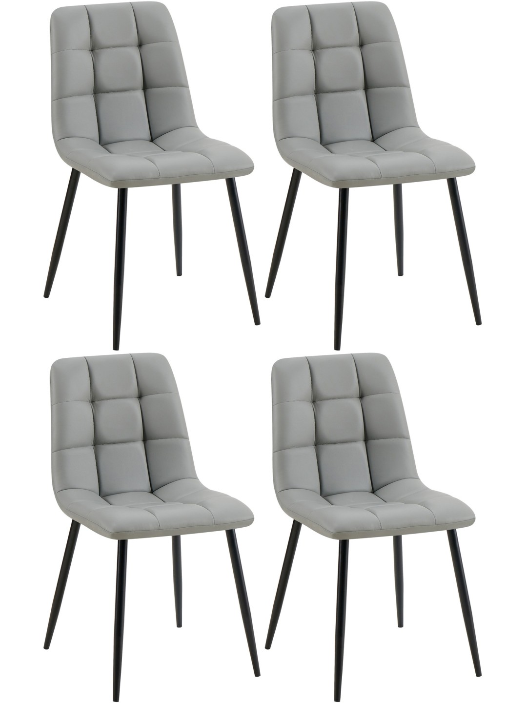 Sæt med 4 spisestuestole Antibes imiteret læder, lysegrå