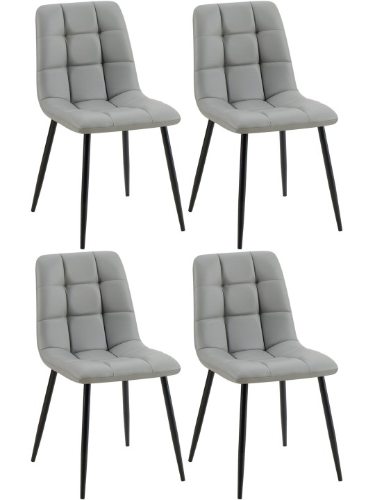 Sæt med 4 spisestuestole Antibes imiteret læder, lysegrå