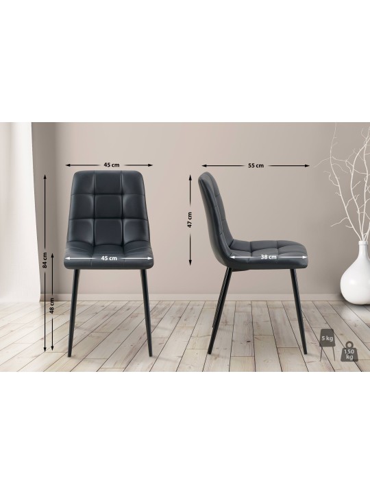 Sæt med 4 spisestuestole Antibes imiteret læder, sort