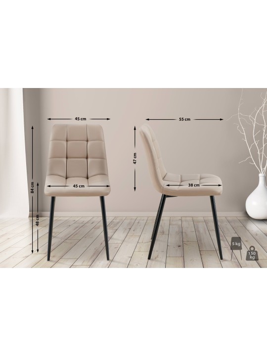 Sæt med 4 spisestuestole Antibes kunstlæder, taupe Sæt med 4 spisestuestole Antibes kunstlæder, taupe