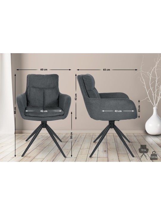 Spisestuestol Vilas stof, mørkegrå