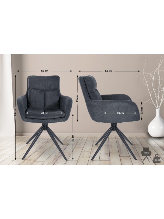 Spisestuestol Vilas stof, sort