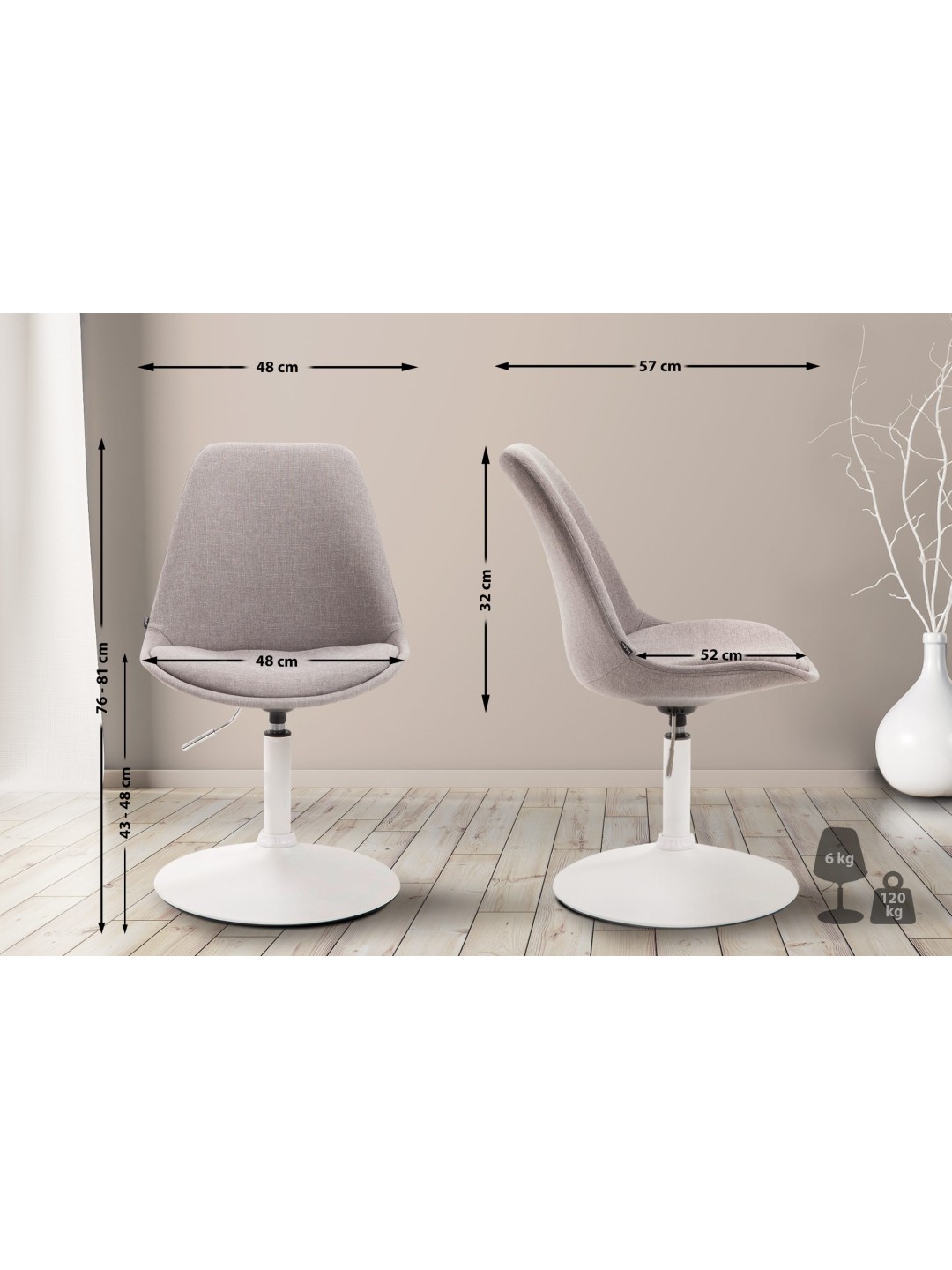 Stol Maverick W stof, grå