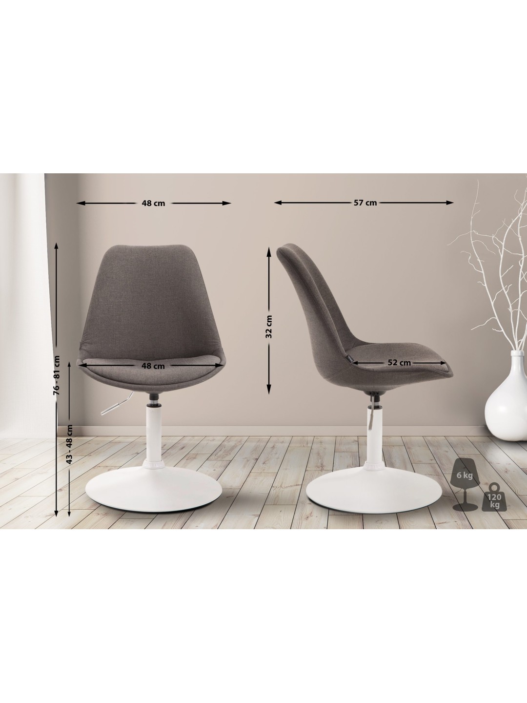 Stol Maverick W stof, mørkegrå