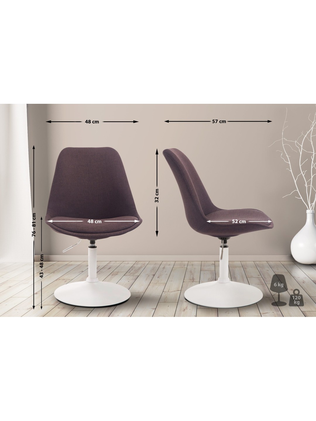 Stol Maverick W stof, brun