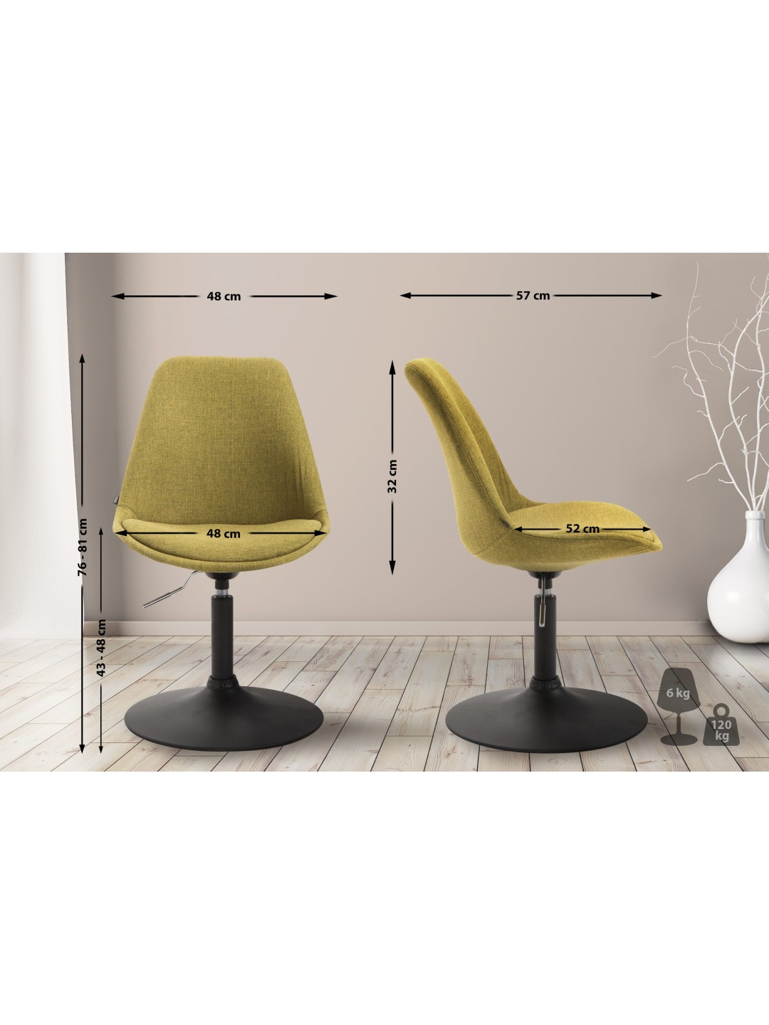 Stol Maverick B stof, grøn