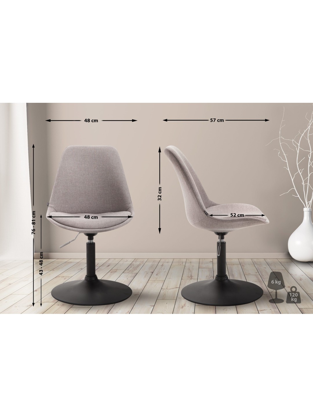 Stol Maverick B stof, grå