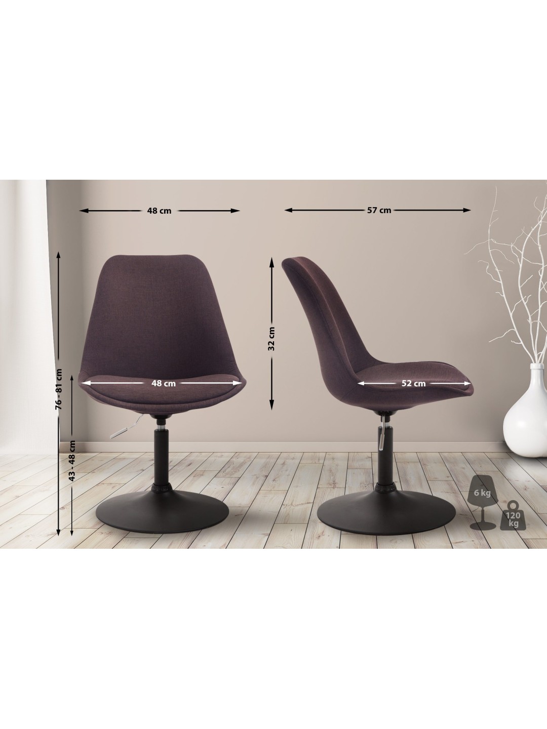 Stol Maverick B stof, brun