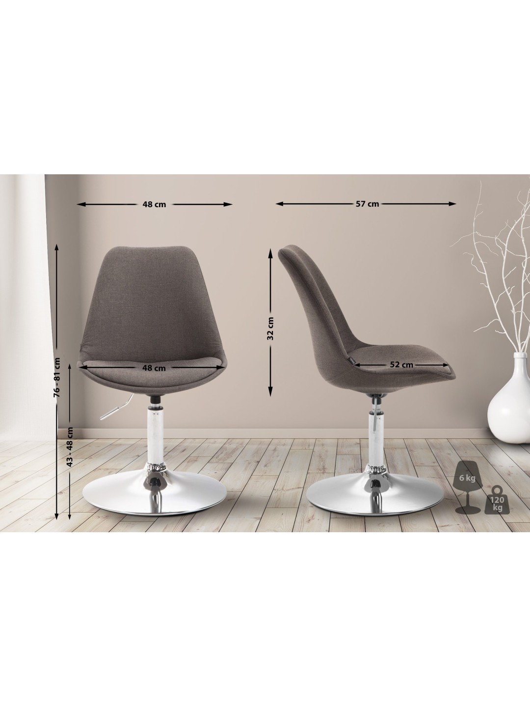 Stol Maverick C stof, mørkegrå