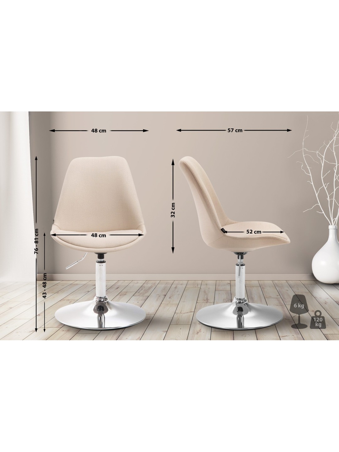 Stol Maverick C stof, creme