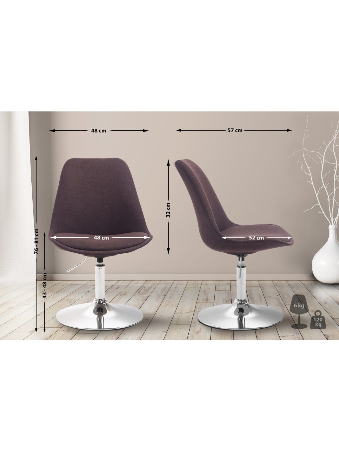 Stol Maverick C stof, brun