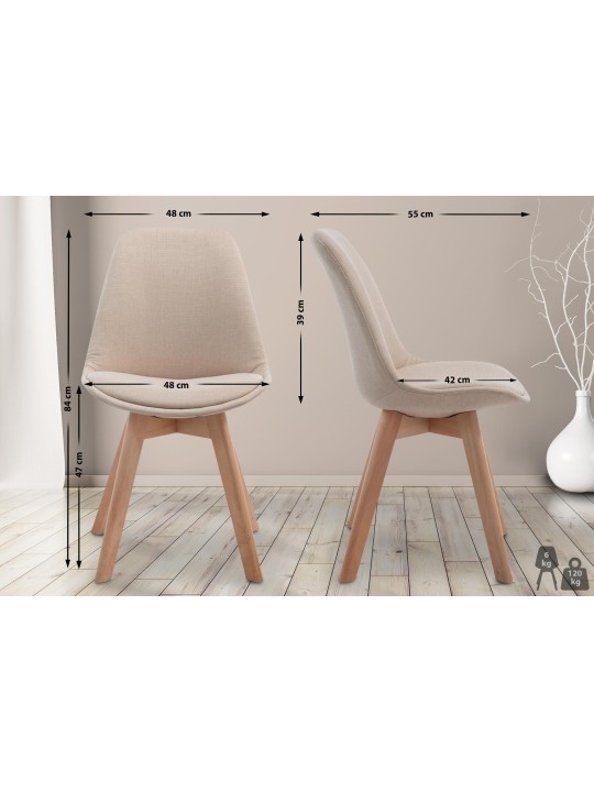 Besøgsstol Borneo V2 Natura stof, creme