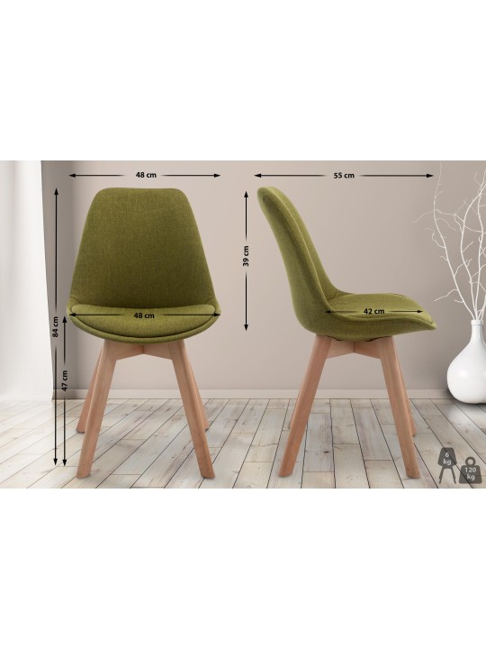 Besøgsstol Borneo V2 Natura stof, grøn