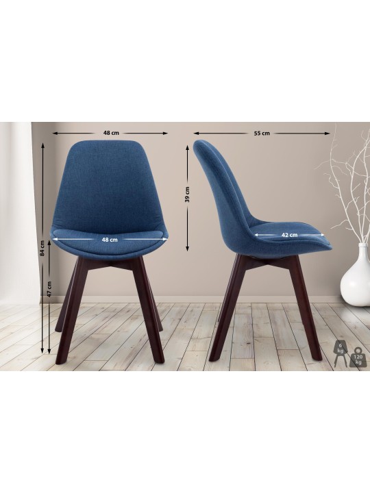 Besøgsstol Borneo V2 valnødstof, blå Besøgsstol Borneo V2 valnødstof, blå