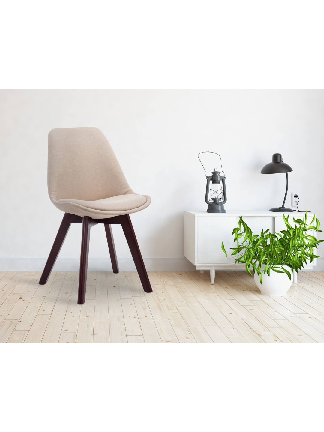 Besøgsstol Borneo V2 valnødstof, creme