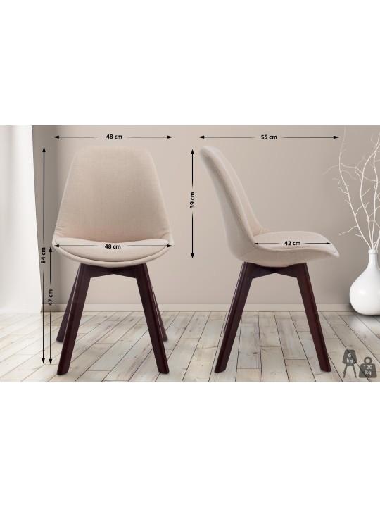 Besøgsstol Borneo V2 valnødstof, creme