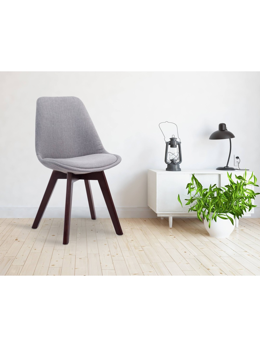 Besøgsstol Borneo V2 valnødstof, grå