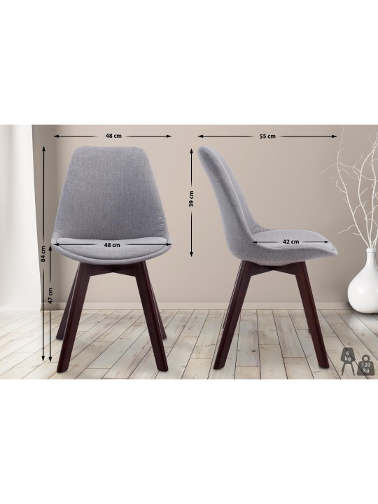 Besøgsstol Borneo V2 valnødstof, grå