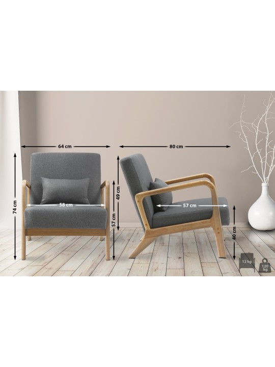 Lænestol Hibbing stof, lysegrå Lænestol Hibbing stof, lysegrå