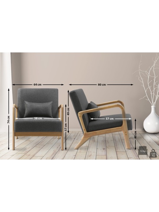 Lænestol Hibbing stof, mørkegrå Lænestol Hibbing stof, mørkegrå