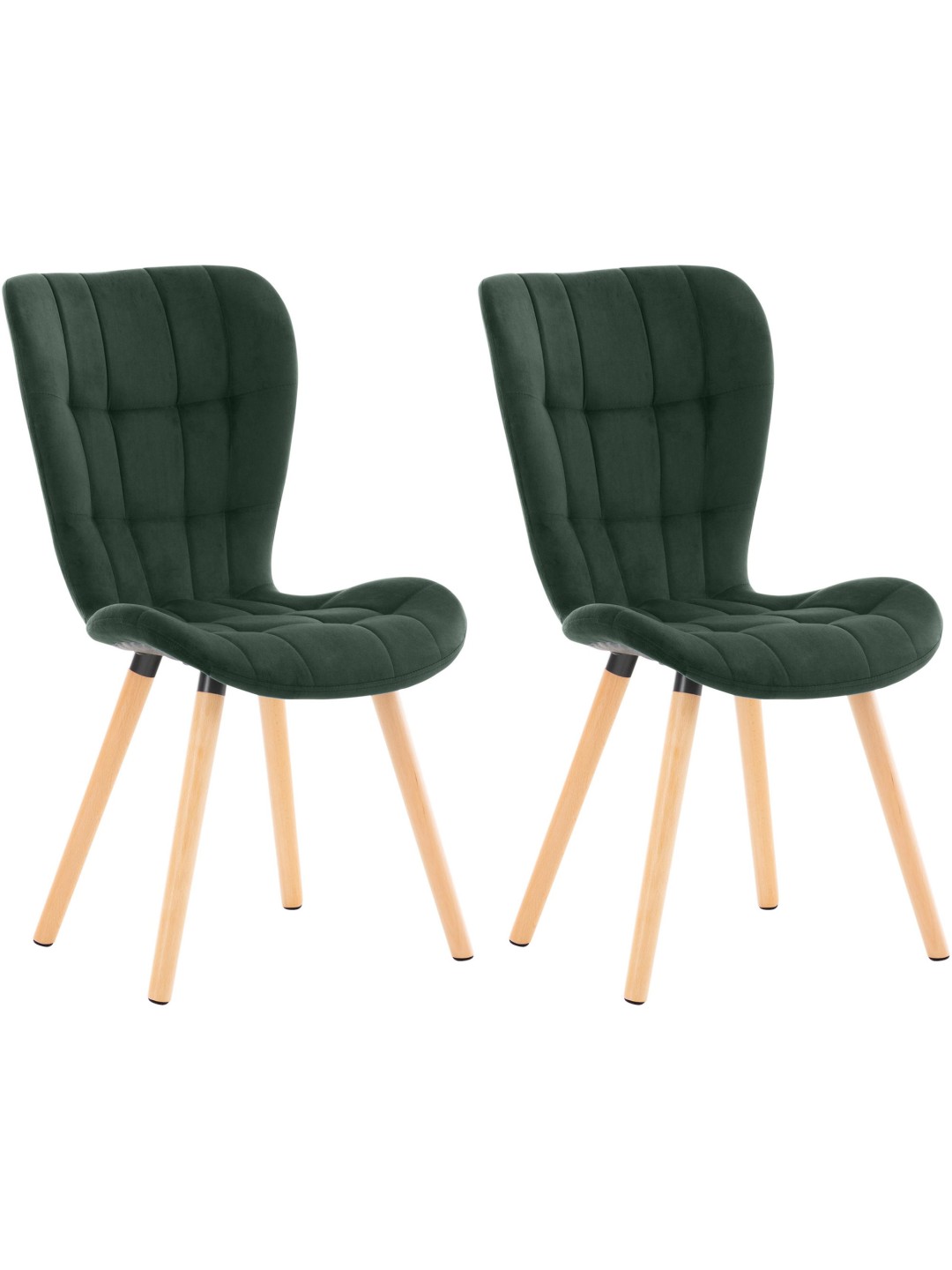 Sæt med 2 stole Elda velvet, grøn