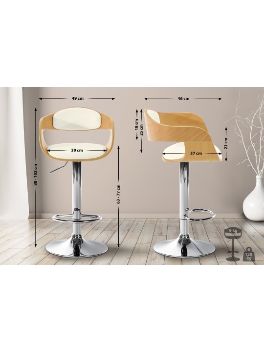 Barstol Kingston C, natur/hvid