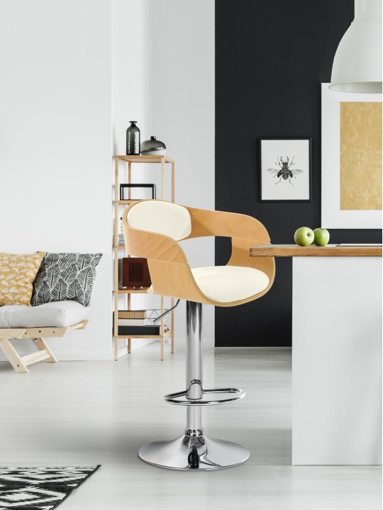 Barstol Kingston C, natur/hvid