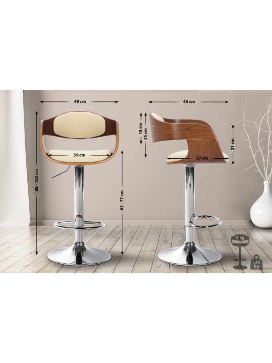 Barstol Kingston C, valnød/creme