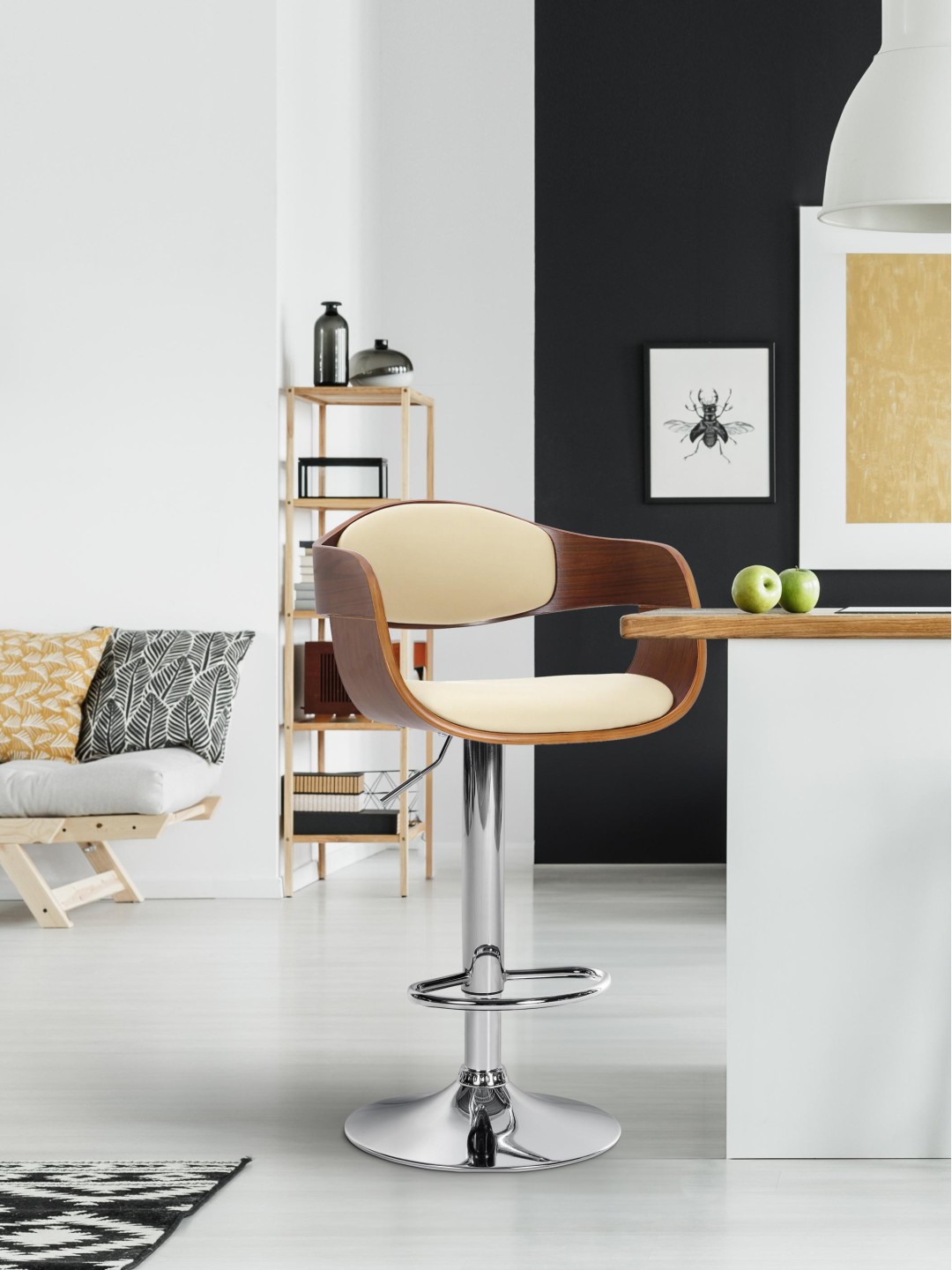 Barstol Kingston C, valnød/creme