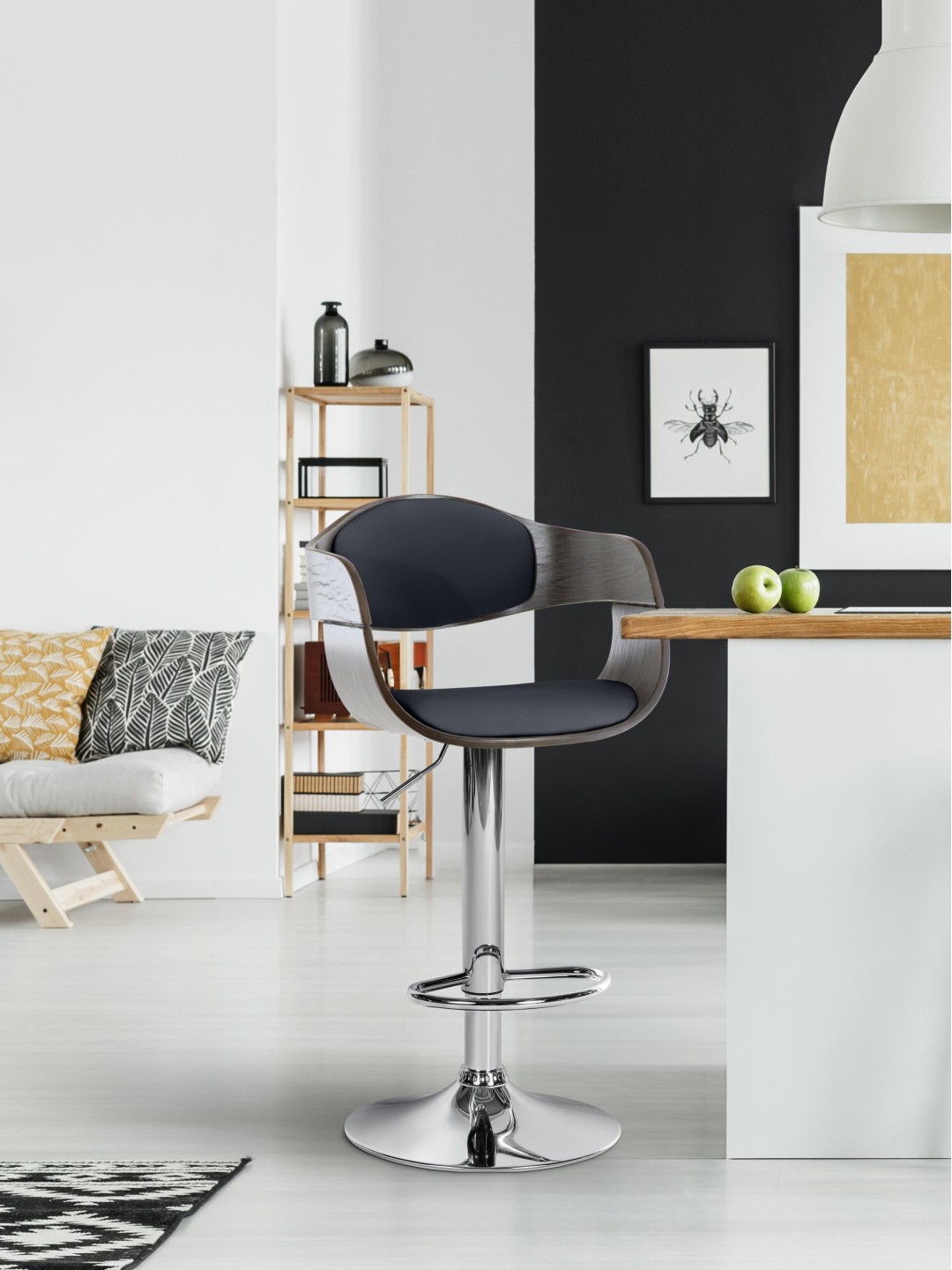 Barstol Kingston C, sort/grå