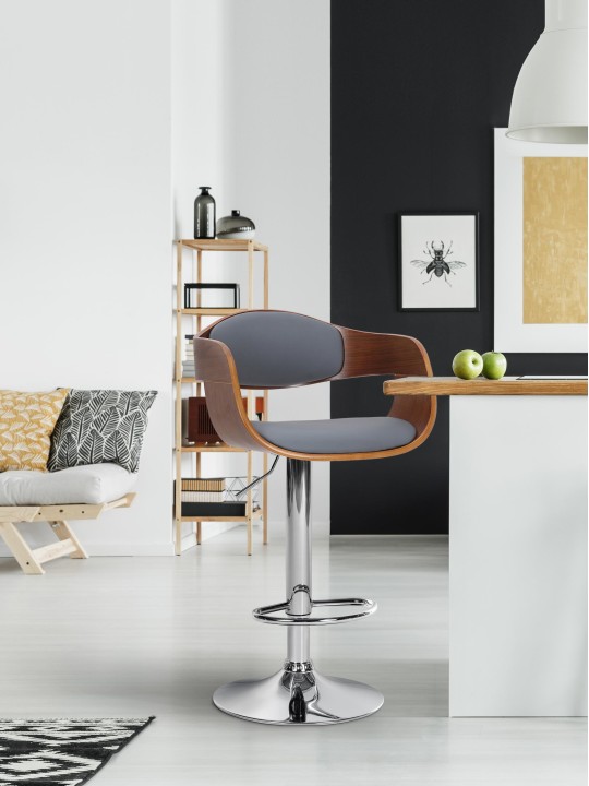 Barstol Kingston C imiteret læder, valnød/grå Barstol Kingston C imiteret læder, valnød/grå