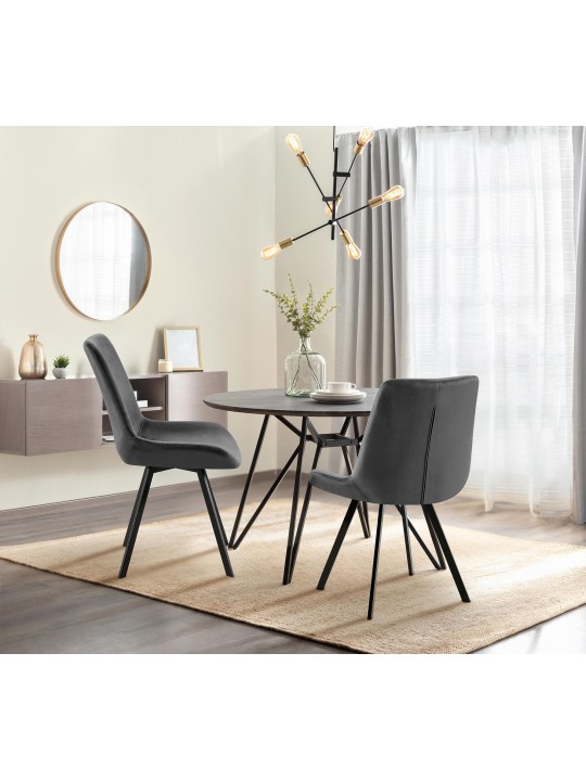 Lewes spisestuestol i fløjl, mørkegrå