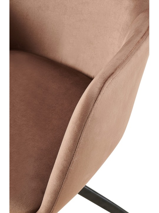 Olema spisestuestol i fløjl, brun