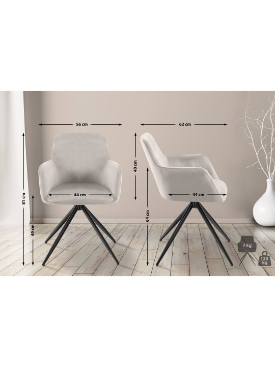 Olema spisestuestol i fløjl, grå Olema spisestuestol i fløjl, grå