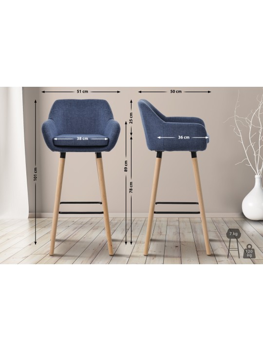 Barstol Grant stof, mørkeblå