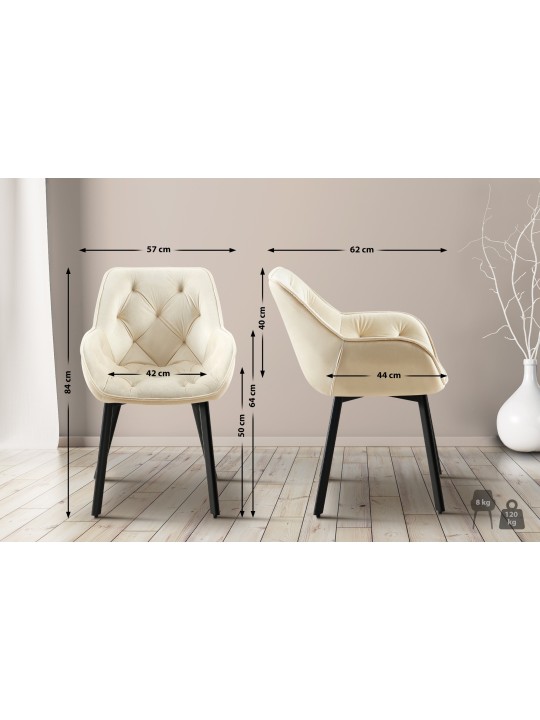 Spisestuestol Antigo fløjl, creme