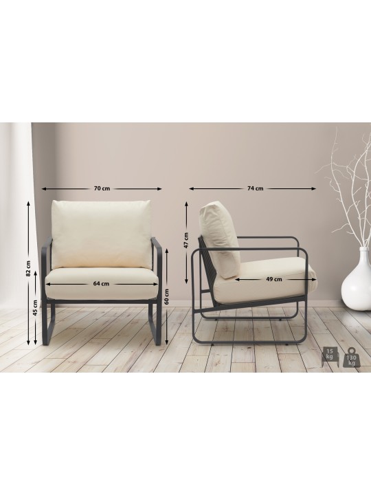 Liggestol Manea imiteret læder, creme