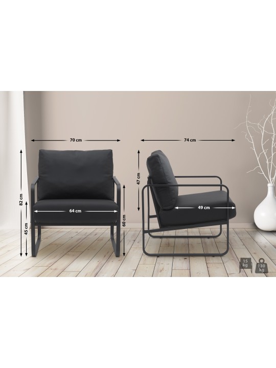 Liggestol Manea imiteret læder, sort