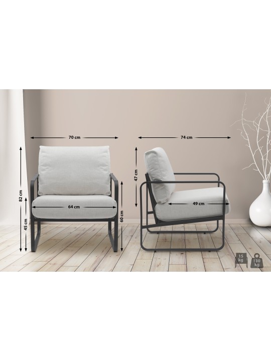 Liggestol Manea stof, creme