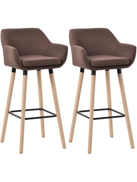 Sæt med 2 barstole Grant stof, kaffe