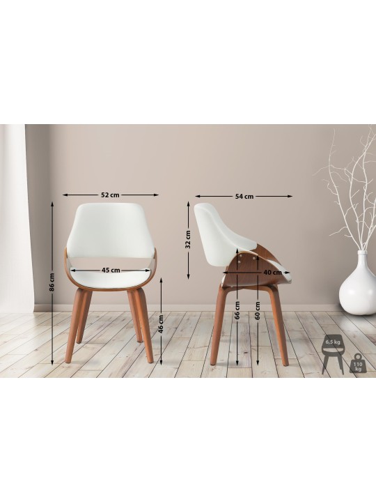 Spisestuestol Vangale imiteret læder, valnød/hvid