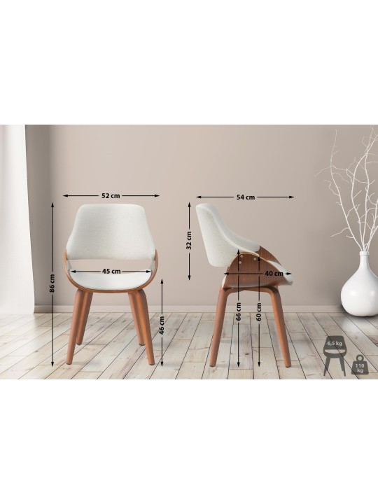 Spisestuestol Vangale stof, valnød/creme